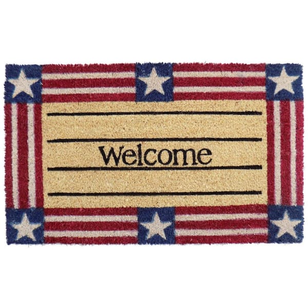 HomeRoots Multi-Colored 30 in. x 18 in. Coir Non-Slip Indoor/Outdoor Door Mat