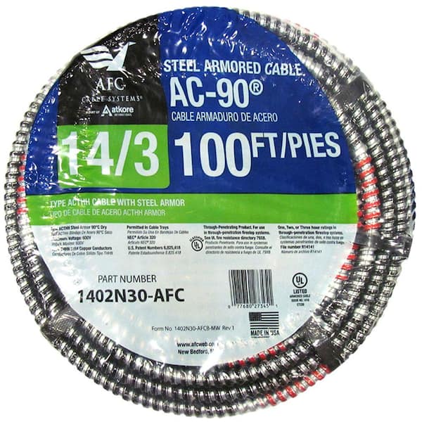 AFC Cable Systems 14/3 x 100 ft. BX/AC-90 Solid Cable