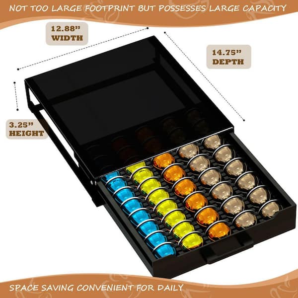 Pod mini ブラック 2台セット Wudkey 1-Shelf Piano Black Space-Saving Nespresso Pod Drawer