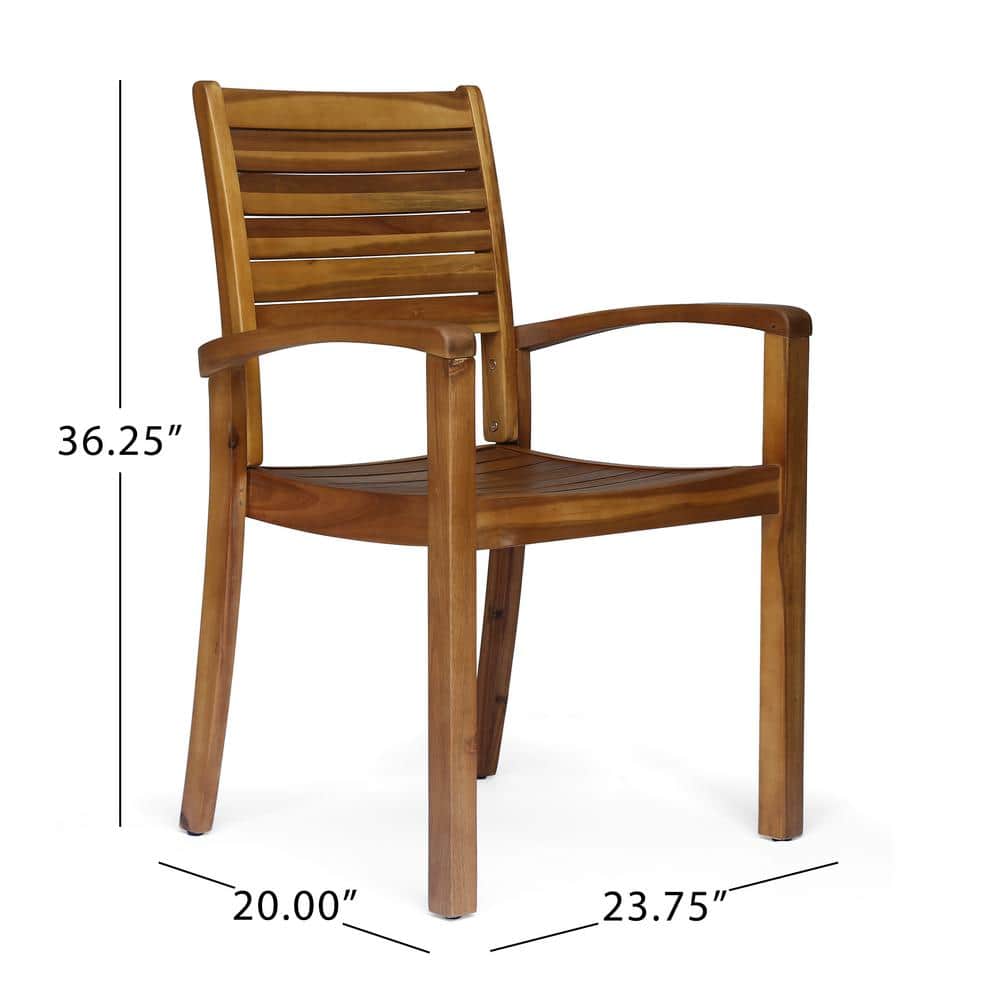 Watts Teak Finish Acacia Wood Outdoor Dining Chairs, Set of 2