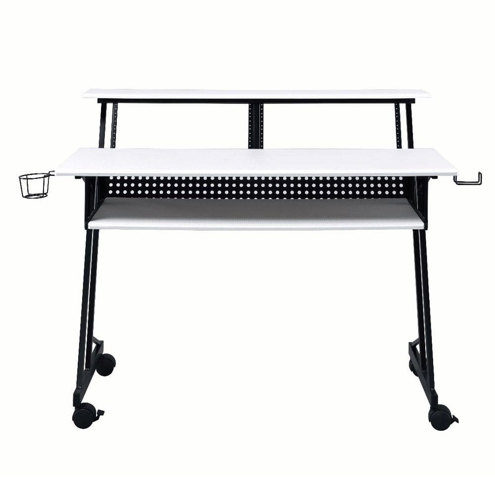 Suitor 53'' White Wood Music Studio Desk with Keyboard Tray