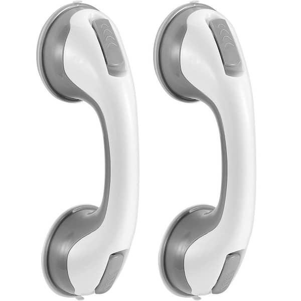 2-Pack 12 in. Sunction Grab Bars for Bathtubs and Showers for Bathroom Safety Bar for Seniors, Elderly in Gray