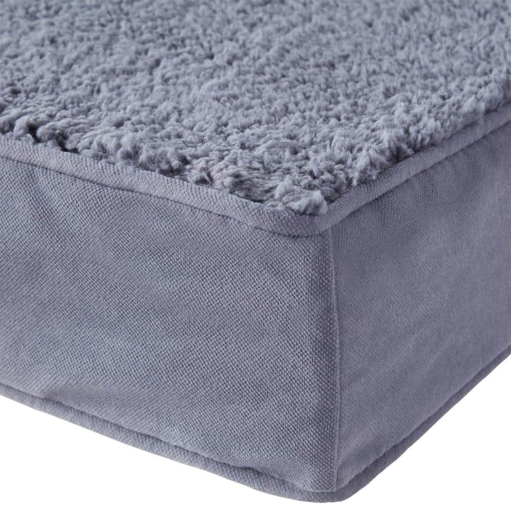 Large Blue Steel Orthopedic Dog Bed with Sherpa Panel