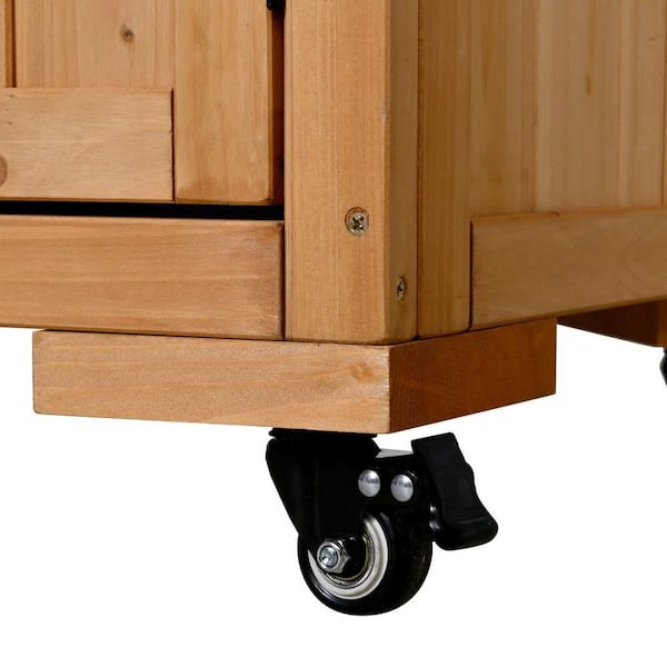 Natural Wood 65 in. H 3-in-1 Garden Potting Bench Kitchen Island