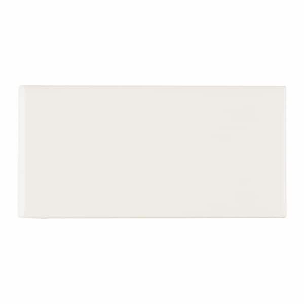 Daltile Semi-Gloss Arctic White 3 in. x 6 in. Glossy Ceramic Bullnose Tile Trim (12.5 sq. ft./Case)