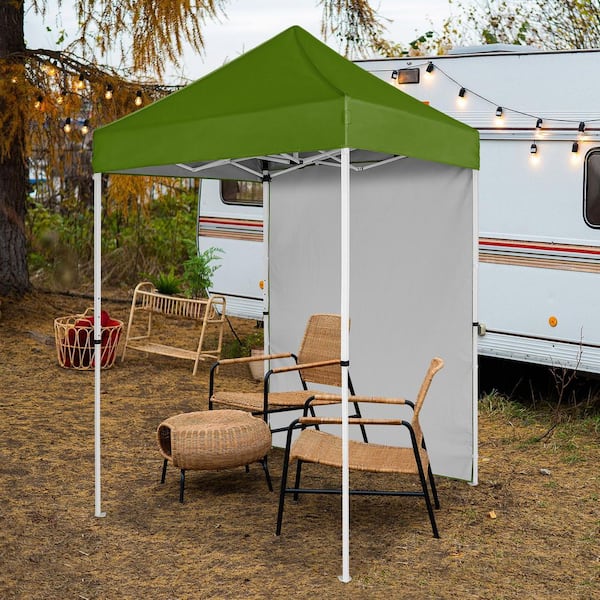 5 ft. x 5 ft. Grass Green Pop Up Canopy Tent with Carry Bag, Removable Sidewall and Mesh Pocket, Instant Shelter Tent