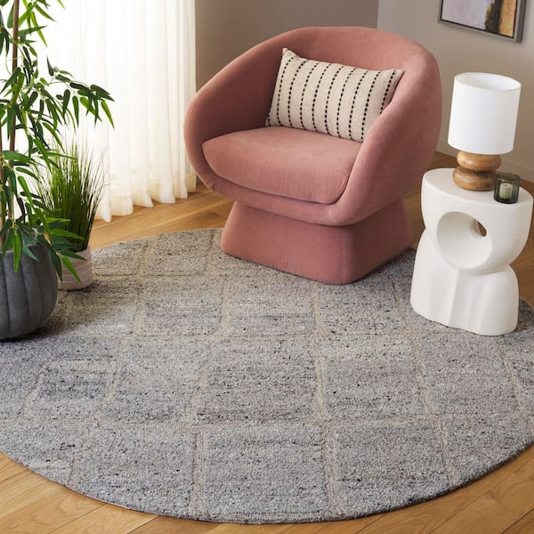 Harvest 6 ft. x 6 ft. Taupe/Gray Abstract Tile Round Area Rug