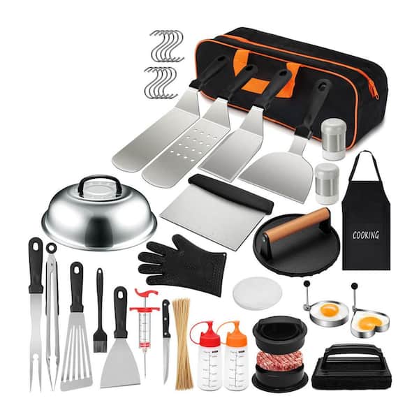 237-Piece Stainless Steel Griddle Accessories Kit with Spatulas, Scraper, Burger Press and Storage Bag