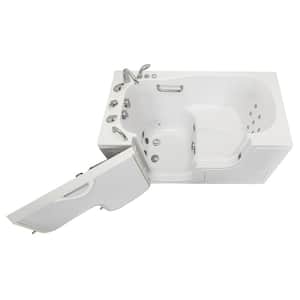 Wheelchair Transfer 60 in. Acrylic Walk-In Whirlpool Bathtub in White with Fast Fill Faucet Set, Left 2 in. Dual Drain