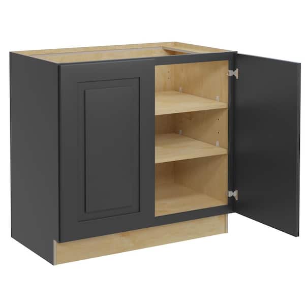 Home Decorators Collection Grayson 36 in. W x 21 in. D x 34.5 in. H Assembled Plywood Full Height Door Base Bath Cabinet in Deep Onyx