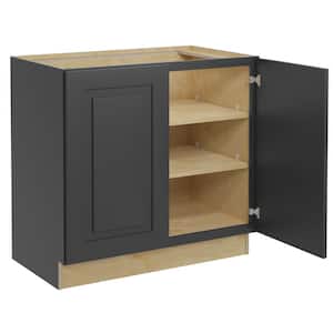 Grayson Deep Onyx Painted Plywood Shaker Assembled Base Kitchen Cabinet FH Soft Close 36 in W x 24 in D x 34.5 in H