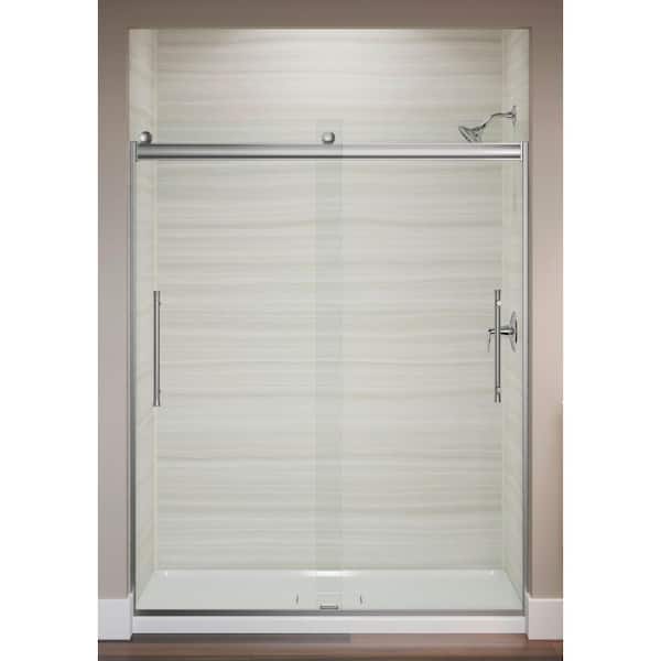 KOHLER Elmbrook 55-60 in. x 74 in. Frameless Sliding Shower Door in Bright Polished Silver
