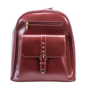 Madison, 14.5 in. Red Leather Business Laptop Tablet Backpack, 99556
