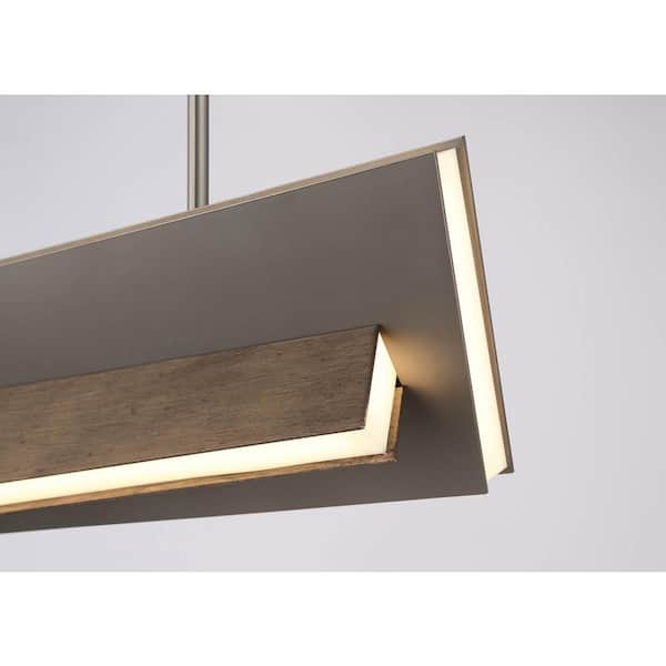 Intersezioni 51-Watt 1-light Midnight Iron and Faux Walnut Statement Integrated LED Island Pendant Light