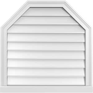 28" x 28" Octagonal Top Surface Mount PVC Gable Vent: Non-Functional with Brickmould Sill Frame