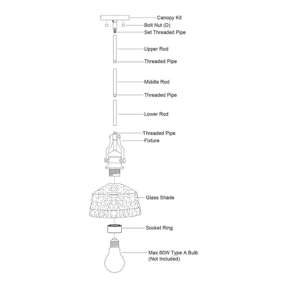 Matte Black 12" Farmhouse Style Pendant Light with Glass