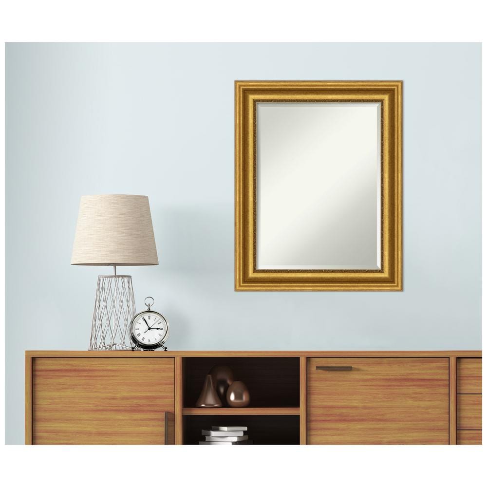 Parlor Gold Rectangular Beveled Bathroom Vanity Mirror