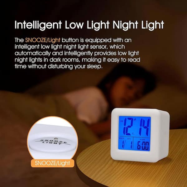 Digital Travel Alarm Clock With Backlight - Battery Powered, Dual Alarms, Temperature, 12/24H | Perfect For Bedside & Desk (White) - View #12