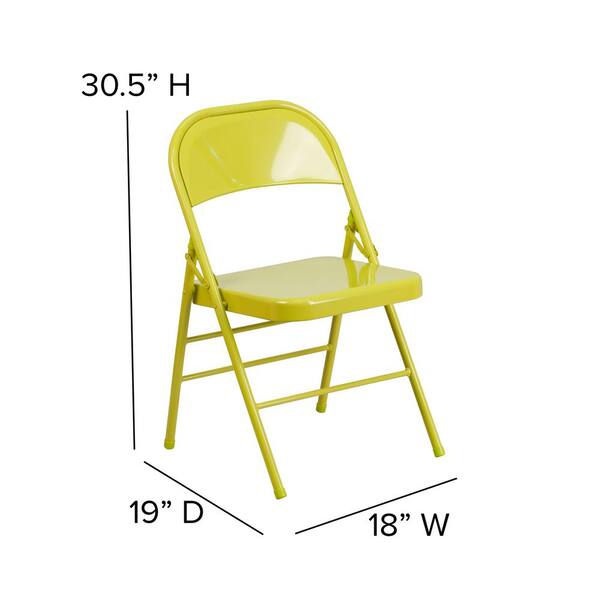 Flash Furniture Twisted Citron Metal Folding Chair (4-Pack