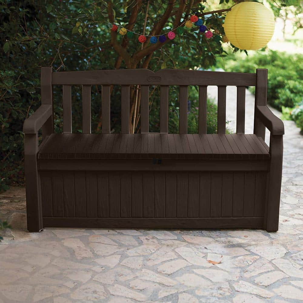 Noir Resin Outdoor Double Seating Storage Bench