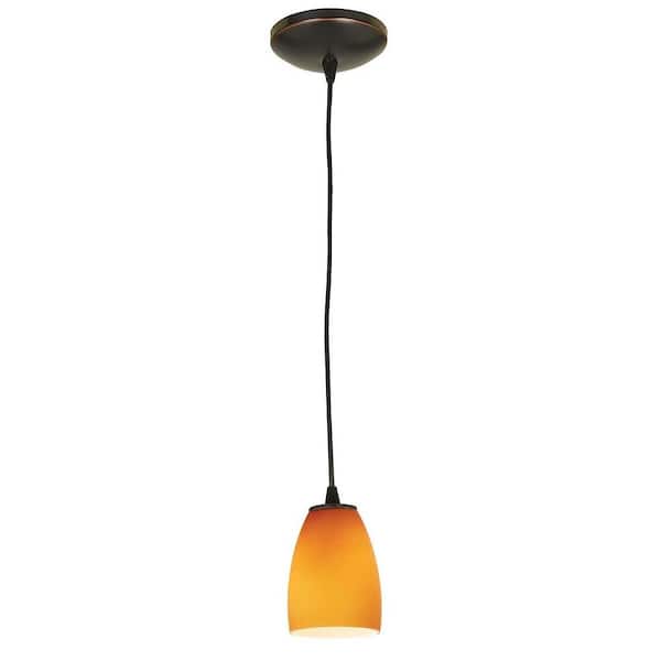 Access Lighting 1-Light Pendant Oil Rubbed Bronze Finish Amber Glass-DISCONTINUED