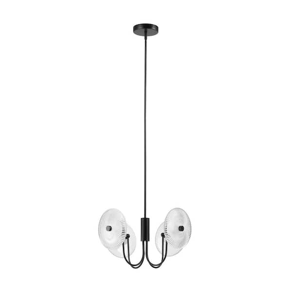 Unbranded Mote 4-Light LED Integrated Black Nordic Geometric Chandelier for Dining Room