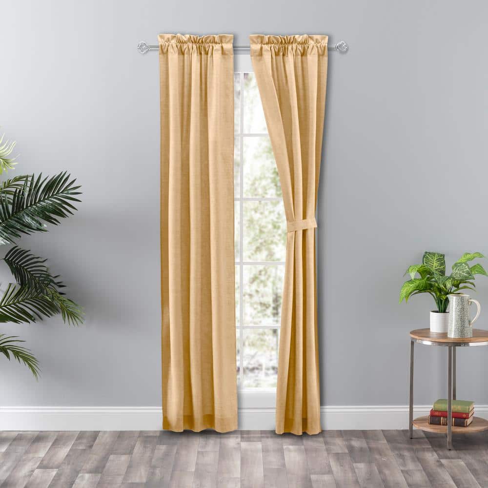 Butter Cotton Polyester Light-Filtering Rod Pocket Curtains