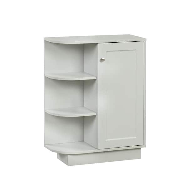 Tileon 23.6 in. W x 9.7 in. D x 31.3 in. H Gray MDF Freestanding Linen Cabinet with Open Shelf