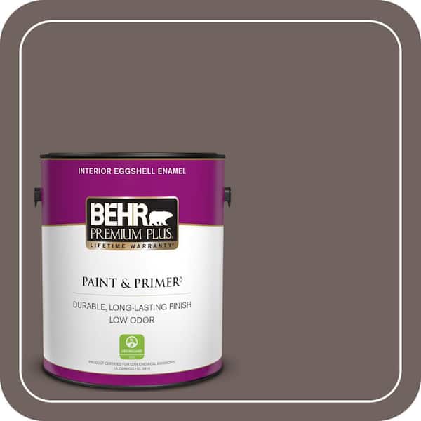 BEHR PREMIUM PLUS 1 gal. #N140-6 Wright Brown Eggshell Enamel Low Odor Interior Paint & Primer