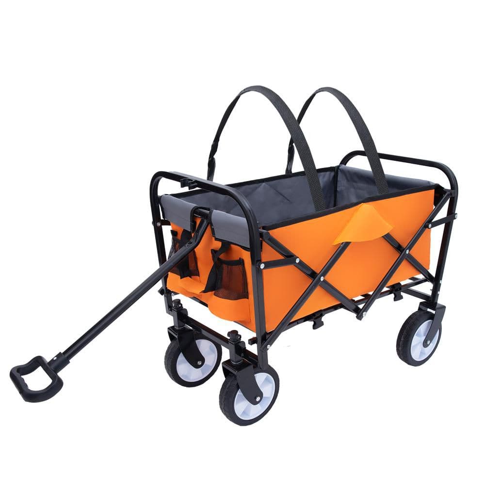 3 cu. ft. Strap Collapsible Foldable Wagon Cart Steel Garden Cart Supports 