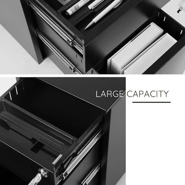 URTR Black Folding File Cabinet with 2 Adjustable Shelves, Metal Cabinet  with 2-Doors and Lock for Office, Garage, Home T-02024-7 - The Home Depot
