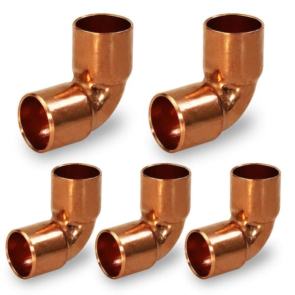 PLUMBFLEX 1/2 in. Copper C x C Short Radius 90° Elbow Fitting with 2 Solder Cups (5-Pack)