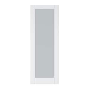 28 in. x 80 in. Solid Core MDF 1-Lite Tempered Frosted Glass and Manufacture Wood White Primed Interior Door Slab