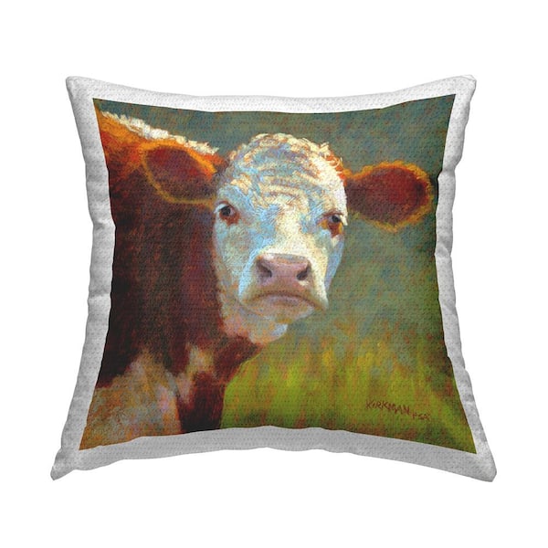 Stupell Industries Cattle Grazing Farmland Grass Multi-Color Square Outdoor Throw Pillow