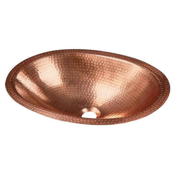 SINKOLOGY Strauss 19 in. Under-Mounted Handmade Pure Solid Copper Bathroom Sink in Natural Copper