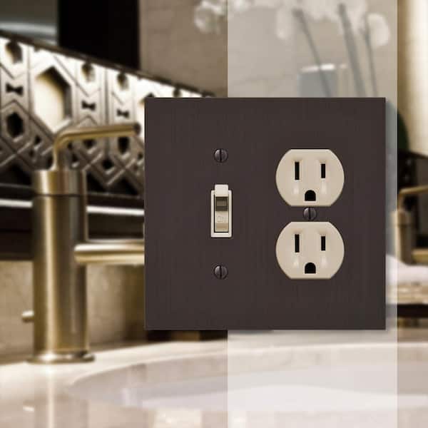 Barnard 2 Gang 1-Toggle and 1-Duplex Metal Wall Plate - Aged Bronze