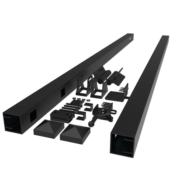 Barrette Outdoor Living 5 ft. H Black Aluminum 3 Rail Adjustable Fence Gate Kit