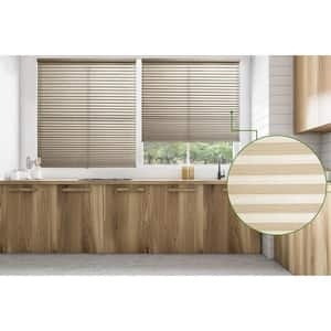 Designer Print Beige Cordless Light Filtering Fabric, Honeycomb 9/16 in. Single Cell Cellular Shade 25 in. W x 48 in. L