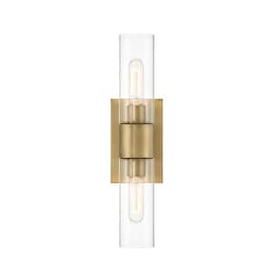 Anton 4.5 in. 2-Light Old Satin Bronze Transitional Wall Sconce with Clear Glass Shades