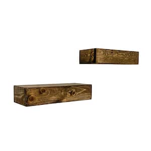 15.7 in. W x 6.7 in. D Brown Wood Bathroom Shelves Over Toilet Floating  Farmhouse Set of 2 Decorative Wall Shelf PUVF6C - The Home Depot