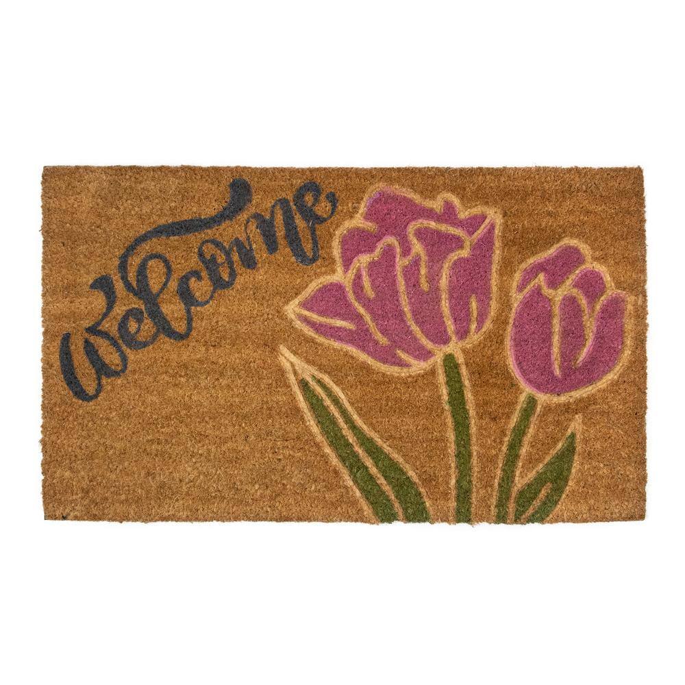 Natural Coir Blossoming Floral Outdoor Rectangular Welcome Doormat 18 x 30 Northlight Seasonal