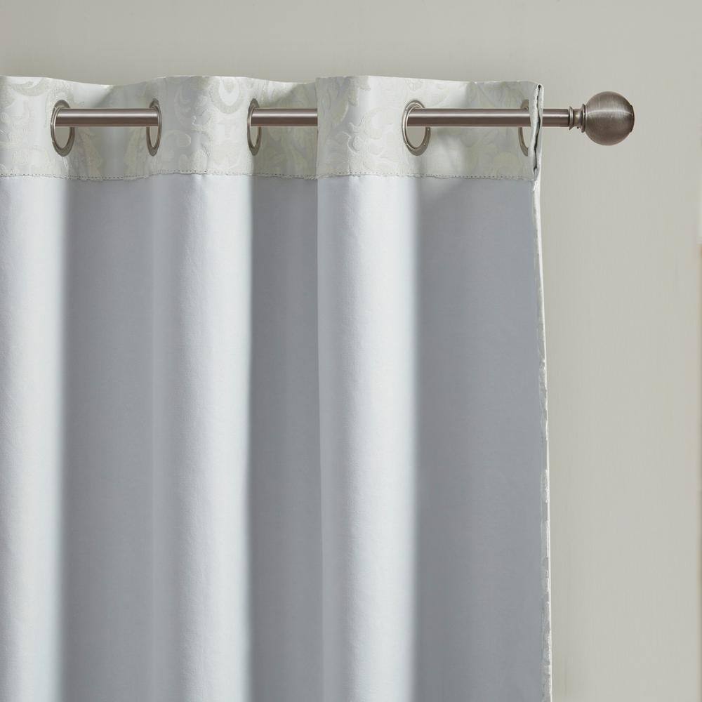 White Jacquard Paisley Blackout Grommet Curtain Panel