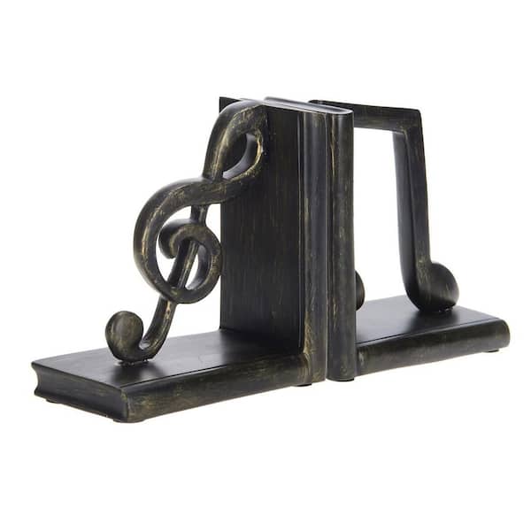 Bronze 5.3 in. x 5.3 in. Resin Musical Notes Design Bookend, 1 Pair