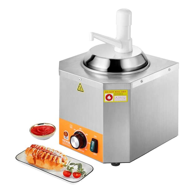 Electric Cheese Dispenser, 2.4 L Commercial Hot Fudge Warmer, Stainless Steel Beverage Serveare, 86-230℉ Temp Adjustable