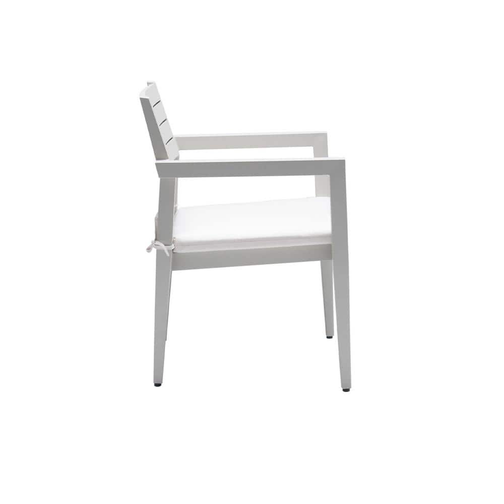 Grayish Aluminum Outdoor Dining Chairs, Patio Stationary Tapered Feet Chair