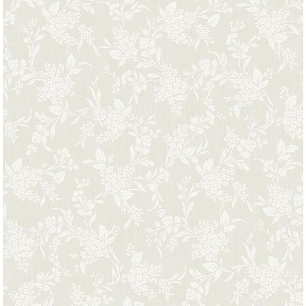 56 sq. ft. Neutral Vining Tonal Floral Prepasted Paper Wallpaper Roll