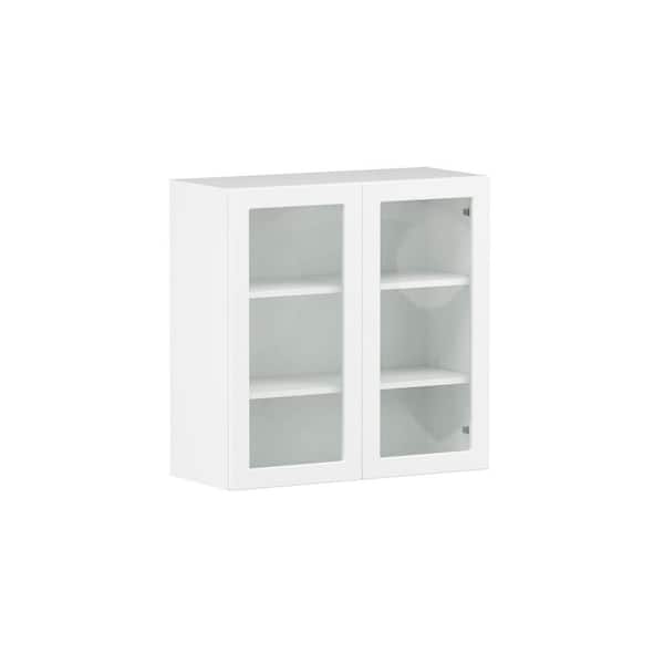 Designer Series Melvern 30 in. W x 12 in. D x 30 in. H Assembled Shaker Glass Door Wall Kitchen Cabinet in White