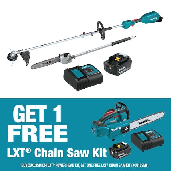 LXT 18V Lithium-Ion Brushless Cordless Couple Shaft Power Head Kit w/String Trimmer & 10 in. Pole Saw Attachments 4.0Ah