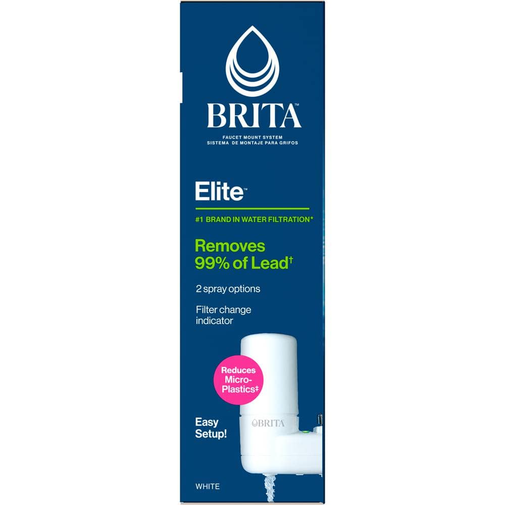 Brita Faucet Mount Tap Water Filtration System in White, BPA Free, Reduces Lead