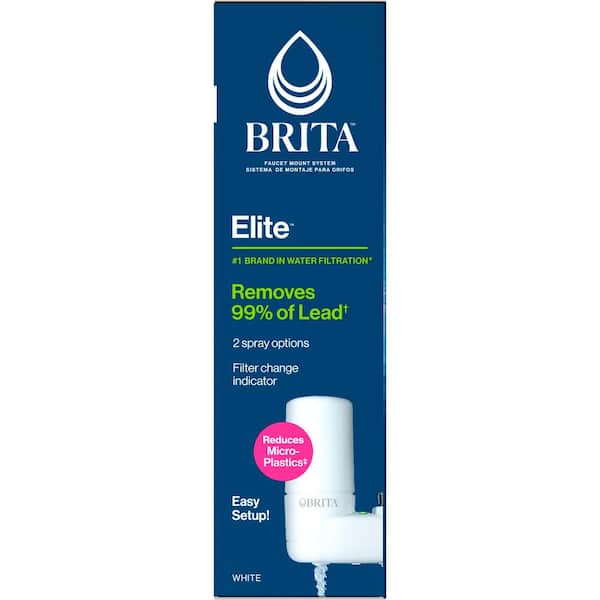 Brita - Elite Faucet Mount Water Filtration System in White, BPA Free, Reduces Lead